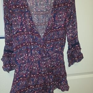 American Eagle Outfitters Blue and Pink Floral Short Jumper.